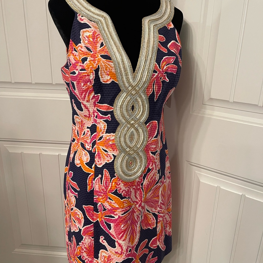 Lilly Pulitzer Red and Pink Embellished Sheath Mini Dress